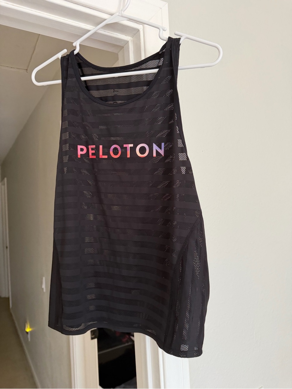 lululemon athletica Black Mesh Tank with Pink and Purple Ombre Logo